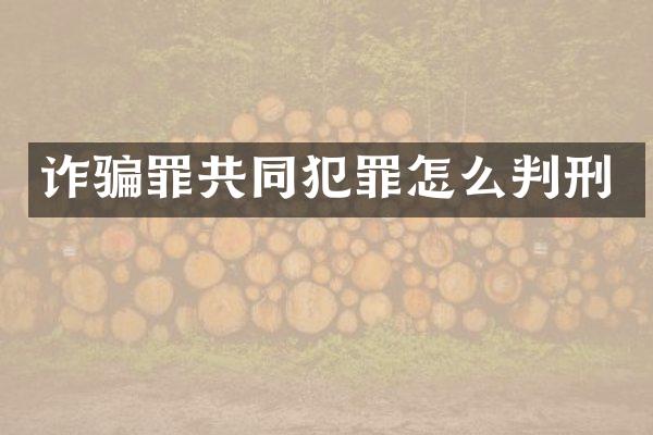 诈骗罪共同犯罪怎么判刑