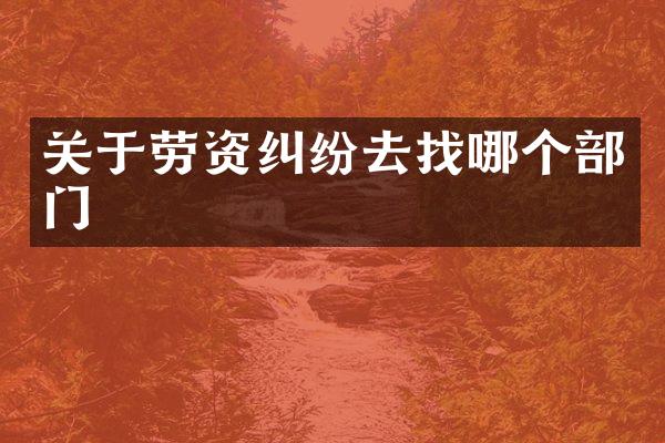 关于劳资纠纷去找哪个部门