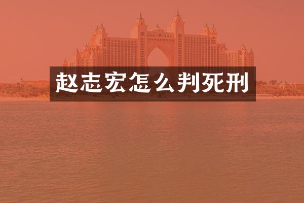 赵志宏怎么判死刑