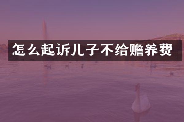 怎么起诉儿子不给赡养费