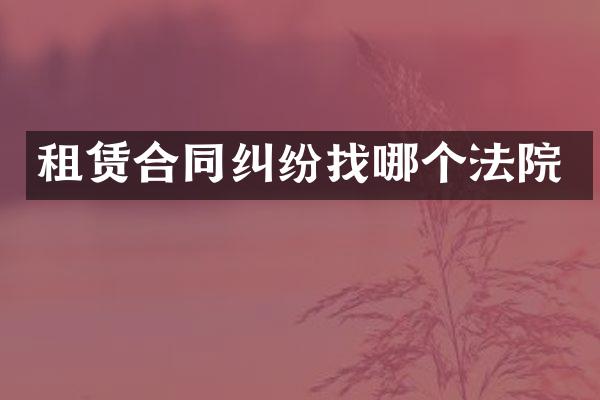 租赁合同纠纷找哪个法院