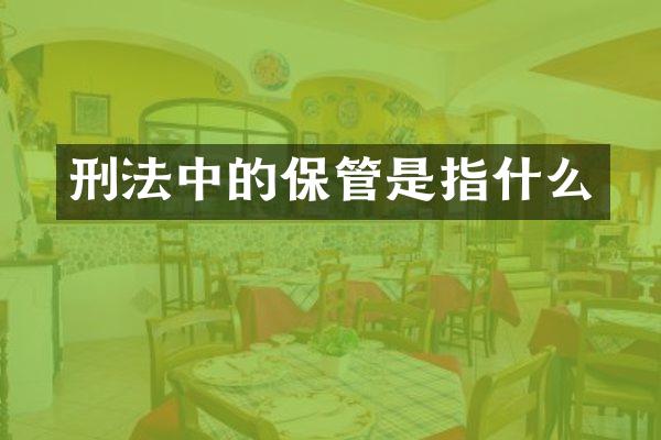 刑法中的保管是指什么