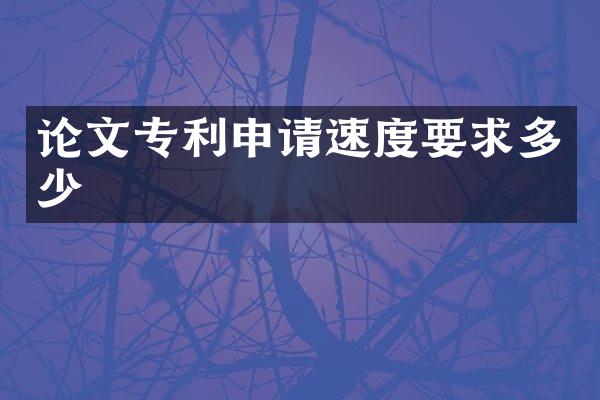 论文专利申请速度要求多少