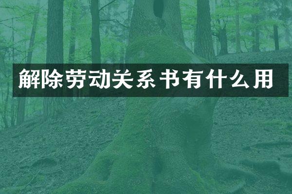 解除劳动关系书有什么用