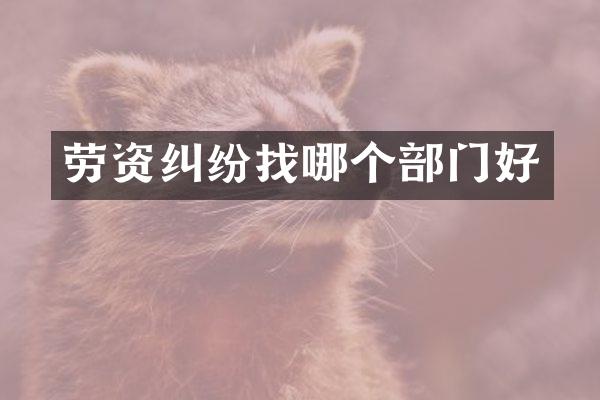 劳资纠纷找哪个部门好