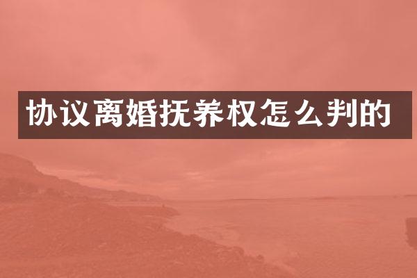 协议离婚抚养权怎么判的