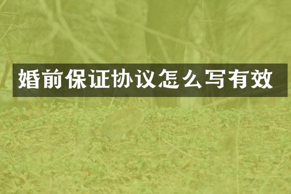 婚前保证协议怎么写有效