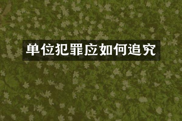 单位犯罪应如何追究