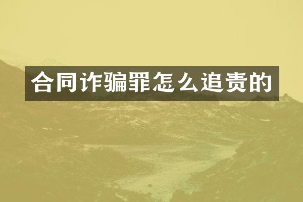合同诈骗罪怎么追责的