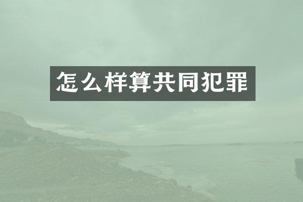 怎么样算共同犯罪