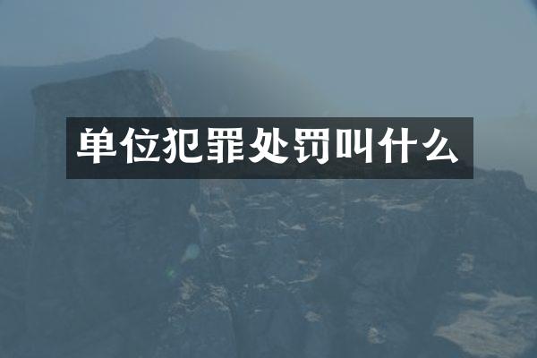 单位犯罪处罚叫什么