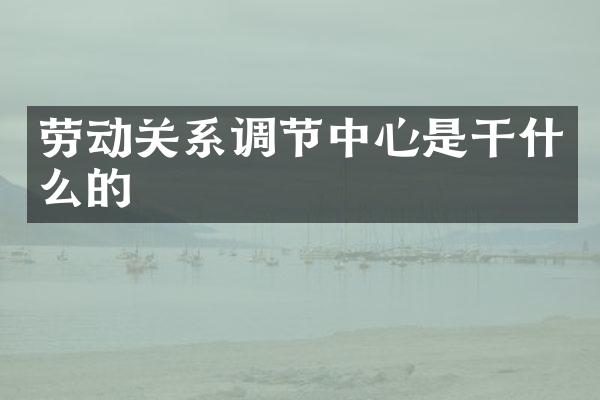 劳动关系调节中心是干什么的