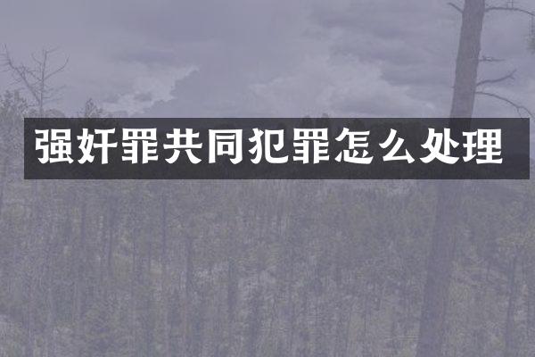 罪共同犯罪怎么处理