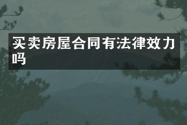 买卖房屋合同有法律效力吗