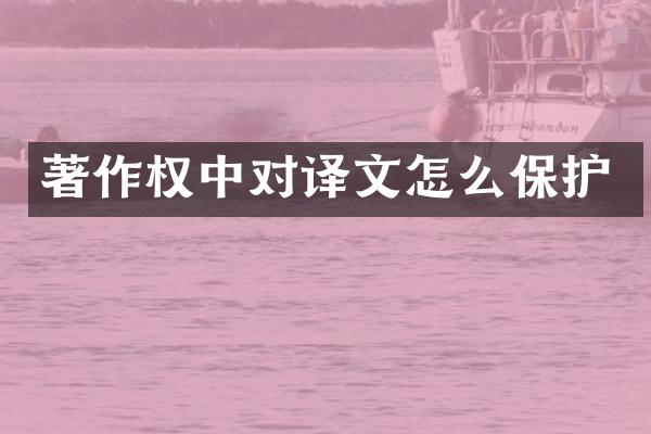 著作权中对译文怎么保护
