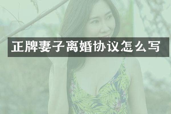 正牌妻子离婚协议怎么写
