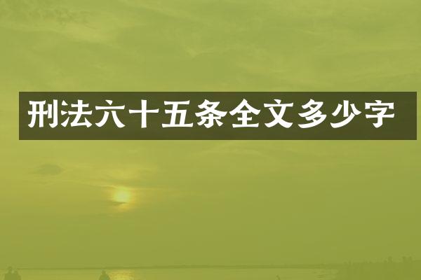 刑法六十五条全文多少字
