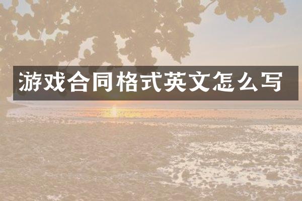 游戏合同格式英文怎么写