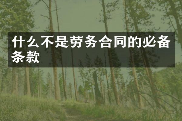 什么不是劳务合同的必备条款