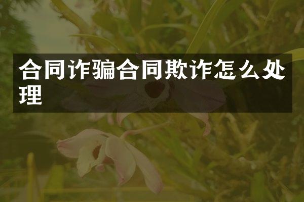 合同诈骗合同欺诈怎么处理