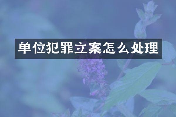 单位犯罪立案怎么处理