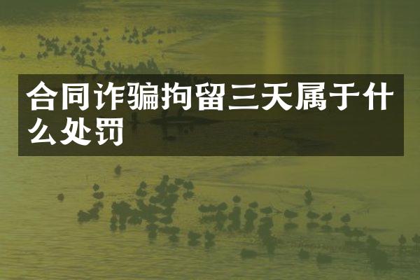 合同诈骗拘留三天属于什么处罚