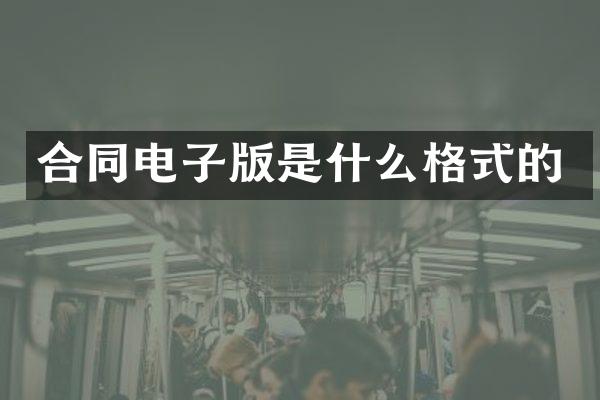 合同电子版是什么格式的