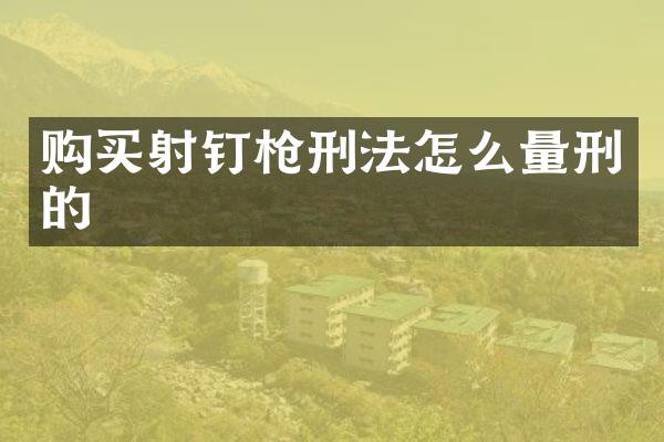 购买射钉刑法怎么量刑的