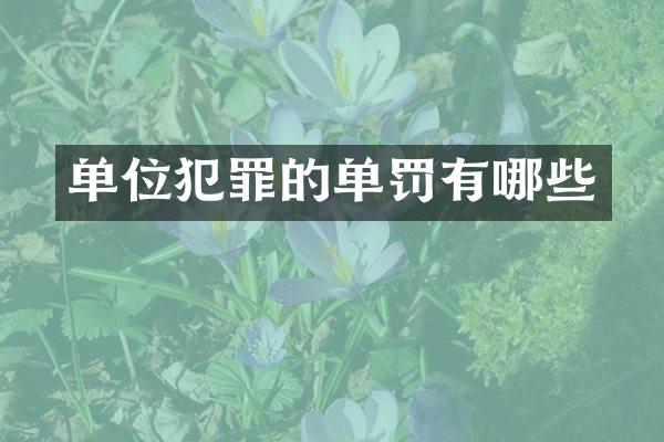 单位犯罪的单罚有哪些