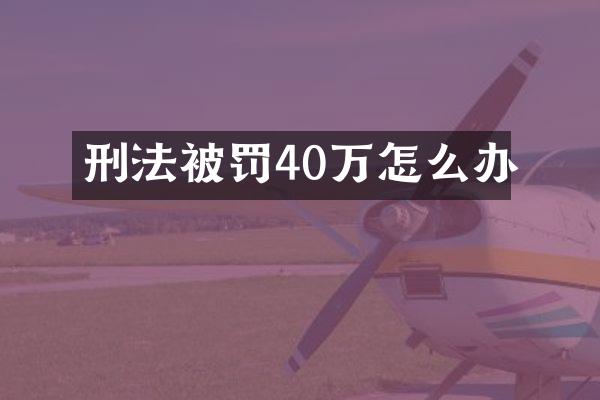 刑法被罚40万怎么办
