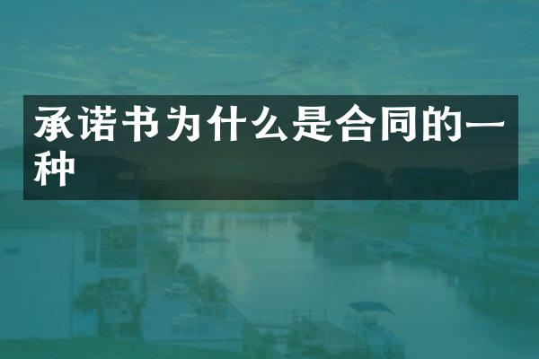 承诺书为什么是合同的一种