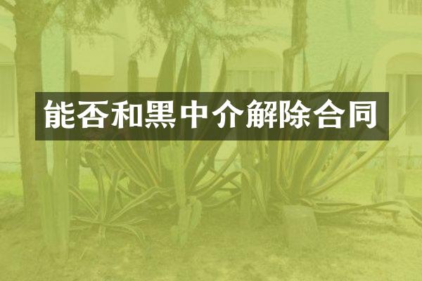 能否和黑中介解除合同