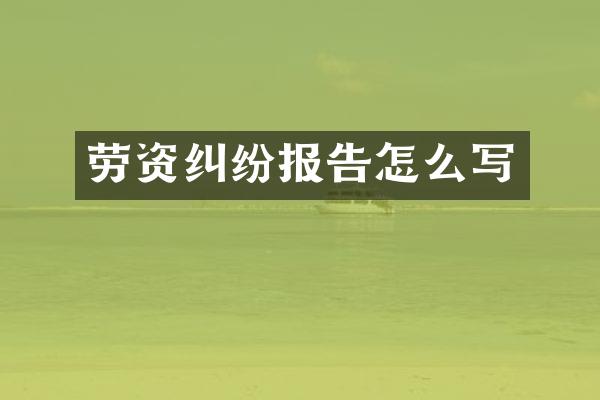 劳资纠纷报告怎么写