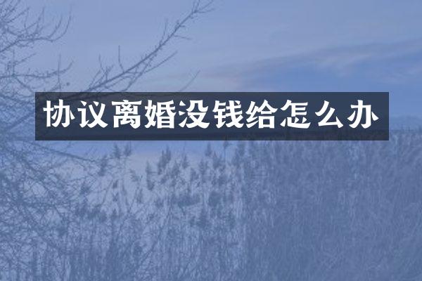 协议离婚没钱给怎么办