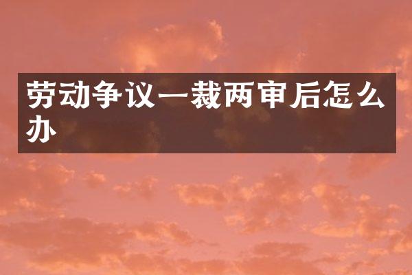劳动争议一裁两审后怎么办