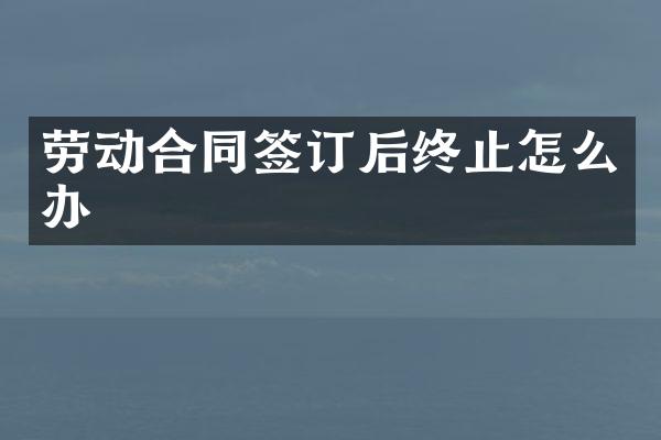 劳动合同签订后终止怎么办