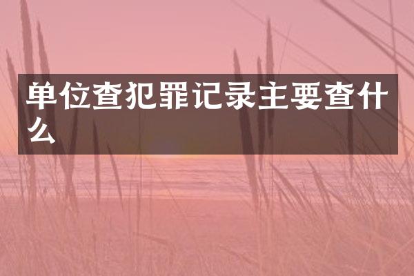 单位查犯罪记录主要查什么