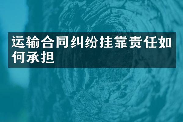运输合同纠纷责任如何承担