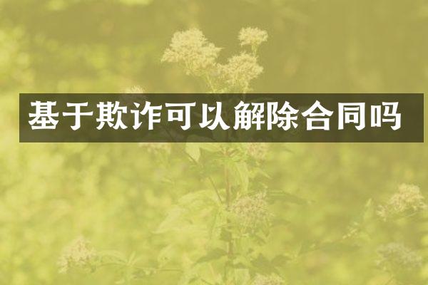 基于欺诈可以解除合同吗