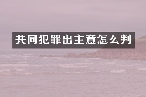共同犯罪出主意怎么判
