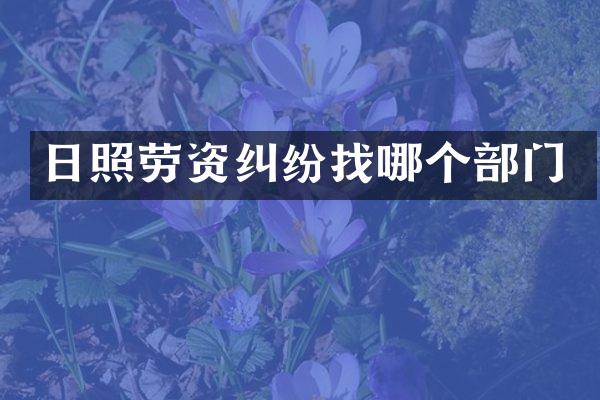 日照劳资纠纷找哪个部门