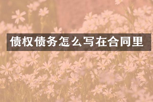 债权债务怎么写在合同里