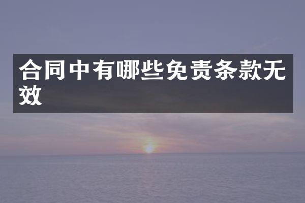 合同中有哪些免责条款无效