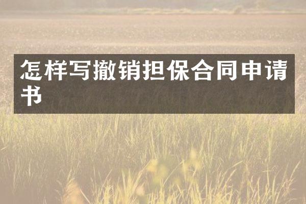 怎样写撤销担保合同申请书