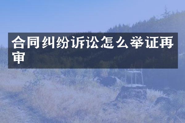 合同纠纷诉讼怎么举证再审