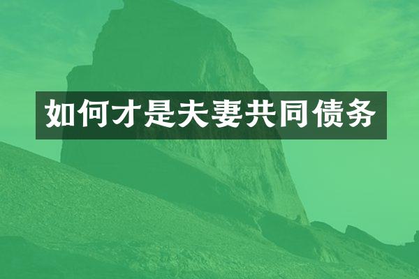 如何才是夫妻共同债务