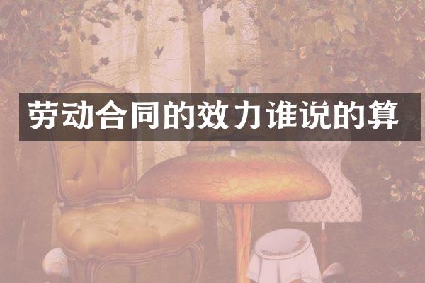劳动合同的效力谁说的算