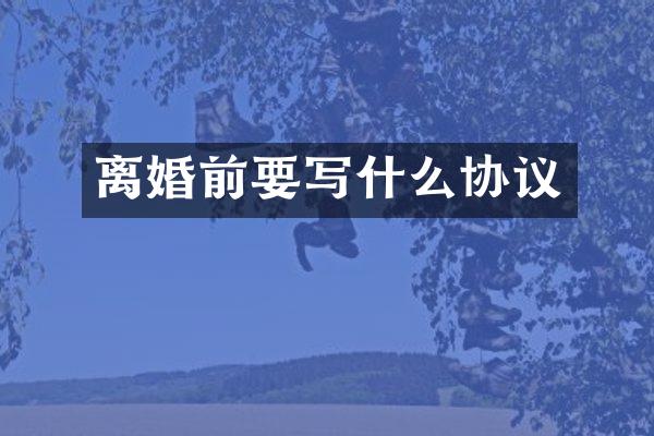离婚前要写什么协议