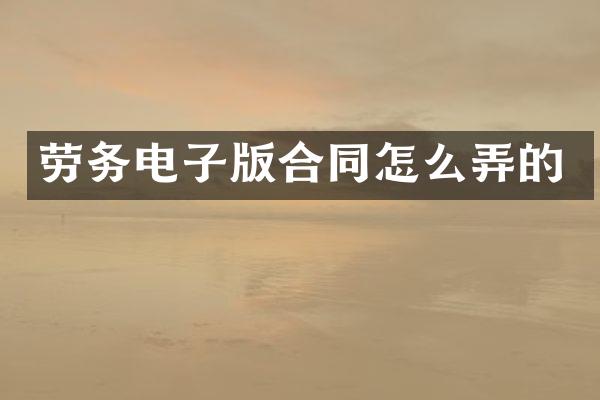 劳务电子版合同怎么弄的