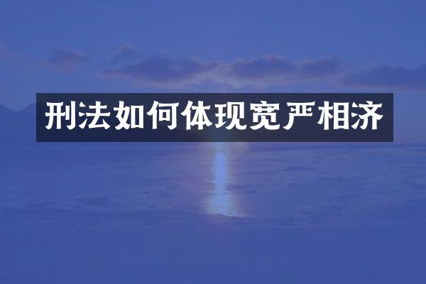 刑法如何体现宽严相济